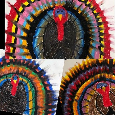 Thanksgiving Classroom Art Projects, Turkey Elementary Art Projects, Second Grade Thanksgiving Art Projects, Elementary Thanksgiving Art Projects, Oil Pastel Turkey Art, Thanksgiving Kids Art Projects, Thanksgiving Art Upper Elementary, Turkey Art Lessons Elementary, 1st Grade Thanksgiving Art