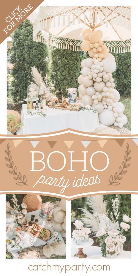 Outdoor Boho Party Decor, Boho Style Party Decor, Boho Themed Party Birthdays, Bohemian Style Party Decor, Bohemian Graduation Party Ideas, Boho Glamping Party, Boho Lunch Party, Boho Table Decor Party, Boho Bbq Party