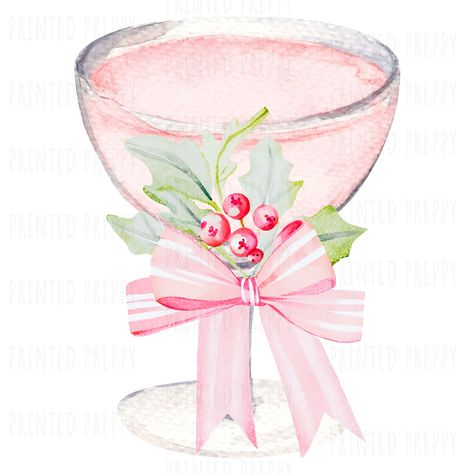 Christmas Pink Aesthetic, 21st Sign, Wreath Graphic, Pink Christmas Png, Bar Cart Print, Chinoiserie Christmas, Christmas Canvas Art, Sparkling Drinks, Christmas Cocktail