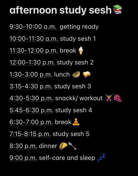 a schedule that looks into the needs of almost alll Extreme Study Schedule, Afternoon Study Routine, Afternoon Study Schedule, Afternoon Schedule, Study Aesthetics, Best Study Tips, Med School Motivation, Study Tips For Students, Study Related