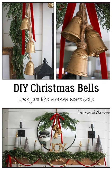 Christmas Bell Wreath, Diy Sleigh Bells, Diy Christmas Bells Outdoor, Diy Large Christmas Bells, Christmas Decor With Bells, Sleigh Bells Decorations, How To Make Christmas Bells, Diy Christmas Bells Decorations, Diy Jingle Bells