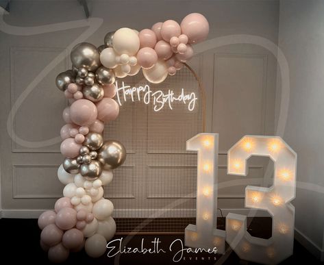 Balloon Backdrop Decorations, 13 Light Up Numbers, 13 Party Decorations, Birthday Dress 13th, 13 Birthday Backdrop, Birthday Themes 13th Birthday, 13th Birthday Backdrop Ideas, 13 Birthday Decor, 13 Party Ideas For Girls 13th Birthday