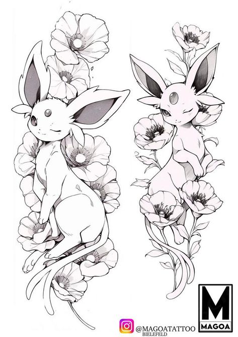 Espeon wannado ready for tattooing at a discounted price Umbreon And Espeon Tattoo, Eevee Drawing, Espeon Tattoo, Eevee Tattoo, Espeon Pokemon, Evolution Tattoo, Pokemon Tattoos, Pokemon World, Umbreon And Espeon