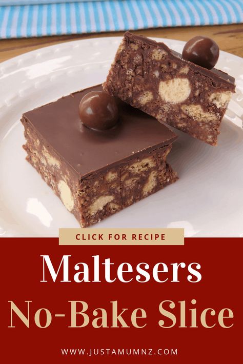 Maltesers No-Bake Slice No Bake Slice, Malteser Slice, No Bake Slices, Maltese Recipes, Smores Dessert, Chocolate Slice, Tray Bake Recipes, Slices Recipes, Wedding Dessert