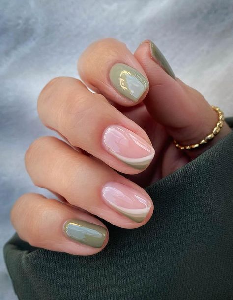 Love the sage green nails aesthetic? Check out this list of 17+ stunning sage nails and sage green nail designs. There's acrylic and natural nails, almond, coffin, square, and round. As well as shot, long, French tip, minimal, or unique design ideas with flowers, gold foil and more! Perfect nail ideas for for spring, summer, fall, or winter! Best Colours For Short Nails, Short Round Biab Nails, Short Nails Biab, Short Nail Colours, Colour French Nails, Simple Biab Nails, Natural Short Nail Designs, Nails Inspo Minimalist, Biab Nails Short