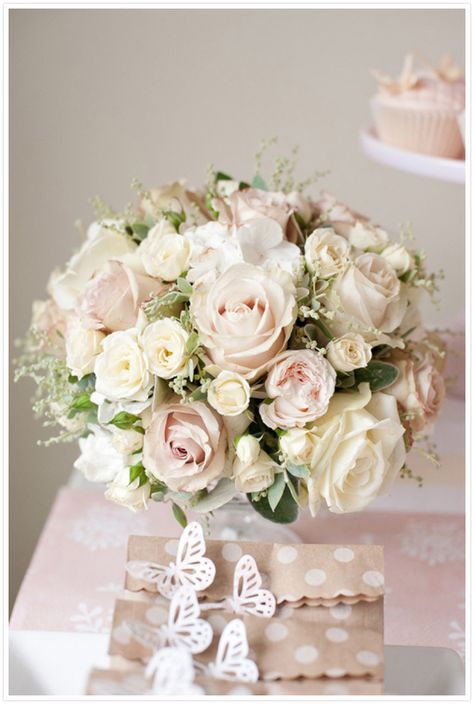 Pink and cream Dessert and Cake Table FIona Kelly Photography Reverie Magazine Pink Centerpieces, Bouquets Wedding, Wedding Dessert Table, Bouquet Of Flowers, Wedding Desserts, Bride Bouquets, Blush Wedding, Bridal Flowers, Flowers Wedding