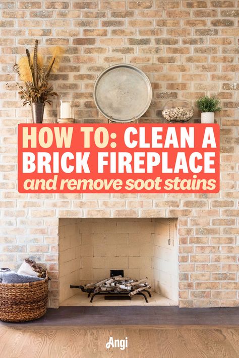 Discover the secrets to revitalizing your brick fireplace by learning how to effectively remove tough soot stains with straightforward cleaning techniques and everyday supplies. Keep your living room's centerpiece looking its best while ensuring safety with these expert tips. Stained Brick, Brick Fireplaces, How To Clean Brick, Clean Fireplace, Cleaning Techniques, Diy Fireplace, Brick Fireplace, Living Room Makeover, Diy Cleaning Products