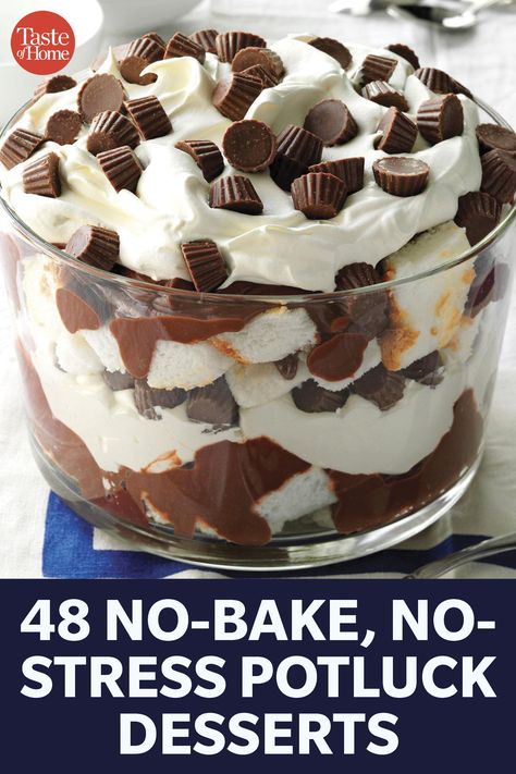 48 No-Bake, No-Stress Potluck Desserts Potluck Recipes Dessert, Easy Potluck Desserts, Quick Summer Desserts, Cookout Desserts, Cheap Desserts, Desserts Oreo, Desserts Aesthetic, Easy Summer Dessert Recipes, Easy Party Desserts