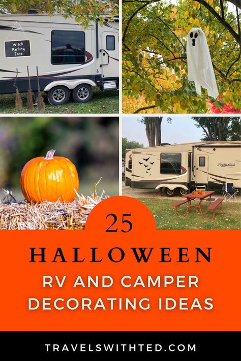 Halloween weekend is the perfect time to take a family camping trip and enjoy the beautiful fall weather before winter sets in. To make the most of your October camping trip, campers should add some spooky RV Halloween decor. Here are 25 RV and camper Halloween decorating ideas for inside and outside! We share all types of RV Halloween decorations, include homemade DIY projects and easy store bought decorations. Camper Halloween Decorating Ideas, Rv Halloween, Camper Halloween, Halloween Decorating Ideas, Rv Holiday, Winter Sets, Halloween Decoration Ideas, Halloween Travel, Diy Rv