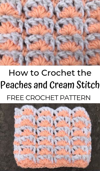 Learn how to crochet the peaches and cream stitch—a free crochet stitch pattern using colorwork! This crochet post stitch is beautiful and free. #crochetpatterns #crochetstitch #freecrochetpatterns Crochet Stitch Pattern, Diy Hobbies, Ripple Blanket, Small Bunny, Crocheted Blankets, Fiber Crafts, Crocheting Patterns, Crochet Stitches Free, Crochet Knit Stitches