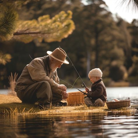 Fishing Family Bond: An elderly man teaches a young child the patience and skill needed for fishing by a serene lake. #fishing #family #bonding #lake #nature #tranquility #elderly #child #aiart #aiphoto #stockcake https://ayr.app/l/LBGq Family Fishing Pictures, Fishing Family, Family Fishing, Man Fishing, Magnet Fishing, Fishing Lake, Fishing Photography, Fishing Pictures, Fishing Kit