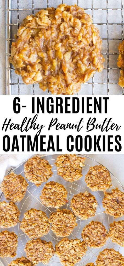 Healthy Peanut Butter Oatmeal, Healthy Peanut Butter Oatmeal Cookies, Yummy Dessert Recipes, Butter Oatmeal Cookies, Easy Cookie Recipe, Biscuits Diététiques, Snacks Easy, Peanut Butter Oatmeal Cookies, Healthy Food Facts