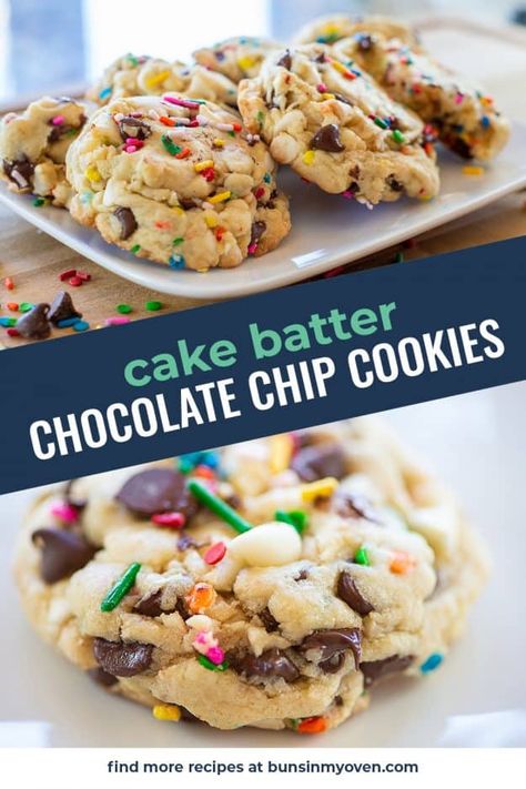 Blonde Cookies, Buns In My Oven, Cake Batter Cookies, Cake Mix Cookie Recipes, Perfect Chocolate Chip Cookies, Vegetarian Cake, Salted Chocolate, Cake Mix Cookies, Cake Flavors