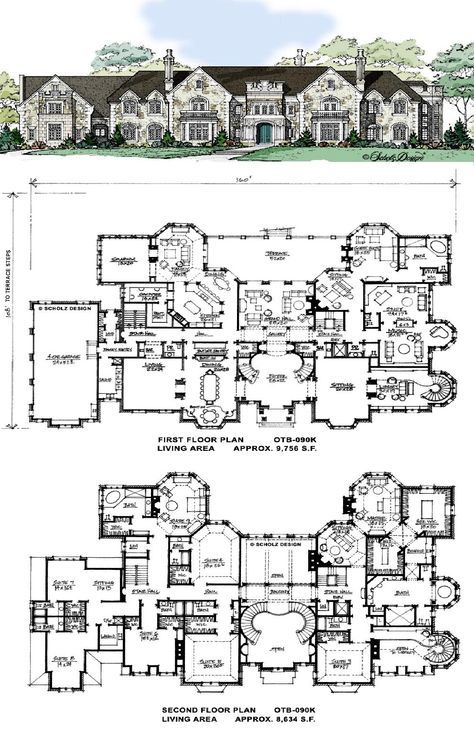 Mansion Plans, Castle Floor Plan, Stair Cases, Modern Castle, Huge Family, Pelan Rumah, House Plans Mansion, Two Story House Plans, Mansion Floor Plan