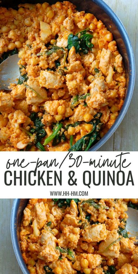 Quinoa Chicken Spinach, Chickpea Quinoa Recipes, Chicken Thigh And Quinoa Recipes, Chicken With Quinoa Recipes, Quinoa Chickpea Recipes, Ground Chicken Quinoa Recipes, Chicken Chickpea Recipes, Chicken And Chickpea Recipes, Quinoa And Chicken Recipes