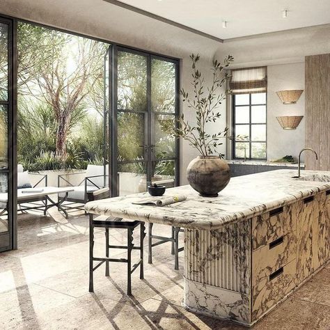 Alexandra Poster Bennaim on Instagram: “MARBLE KITCHEN WITH A VIEW 🤍🤍🤍💥💥💥by @gilliansegaldesign that they designed for @archdigest @archdigestpro @gaggenauofficial 👩🏼‍🍳…” Neutral Transitional Kitchen, Marble Island, Award Winning Kitchen, Kitchen Marble, Top Interior Designers, Counter Tops, Architectural Digest, Kitchen Style, Interior Design Trends