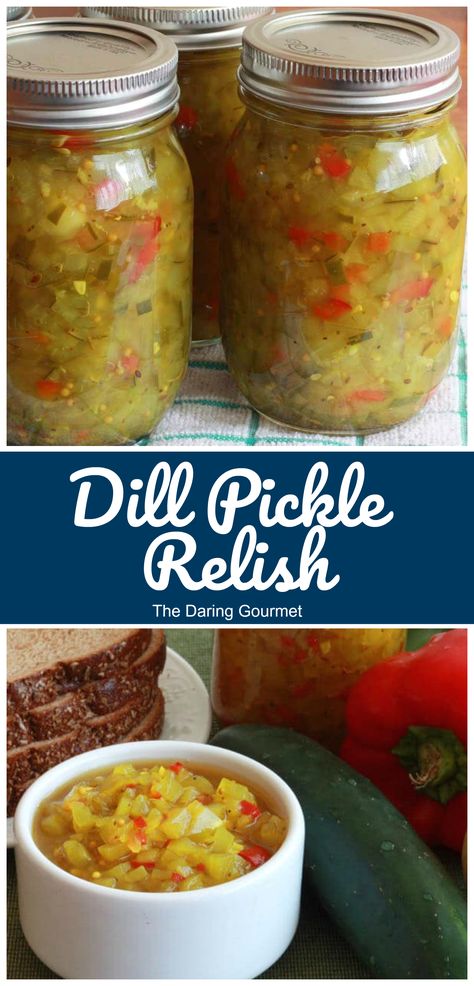 Canned Dill Relish Recipe, Canned Dill Pickle Relish, Single Jar Pickle Recipe, Homemade Dill Relish From Cucumbers, Canning Pickles For Beginners, Sweet Pickle Relish Canning Recipes, Canning Sweet Pickle Relish, Canning Pickle Relish Recipe, Dill Pickle Relish Recipe Canning