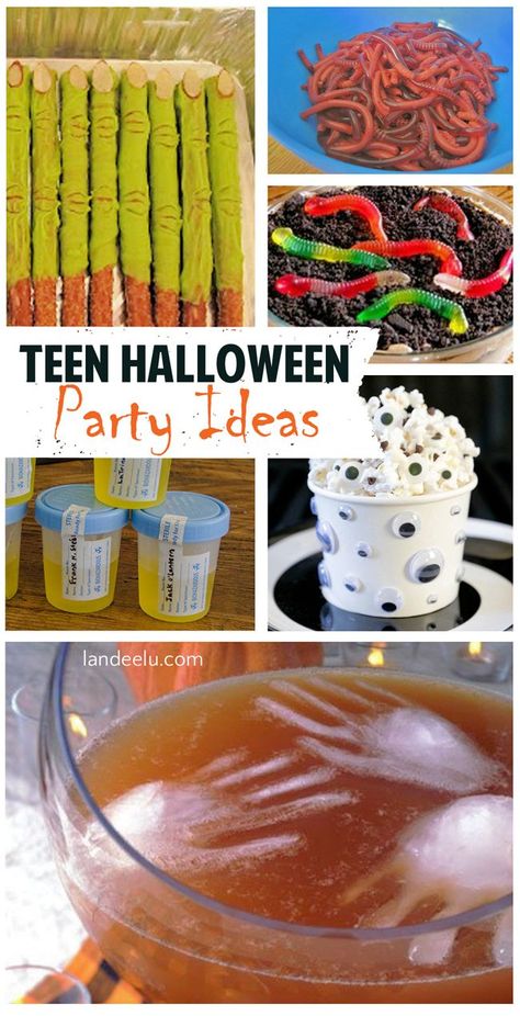 Teen Halloween Party Ideas | Games, Themes, Printables, Recipes and Tutorials - Great for TWEENS too!  landeelu.com Teen Halloween Party Ideas, Teen Halloween Party, Food Ideas For Kids, Halloween Party Food Ideas, Menu Halloween, Halloween Donuts, Halloween Party Food, Teen Halloween, Casa Halloween