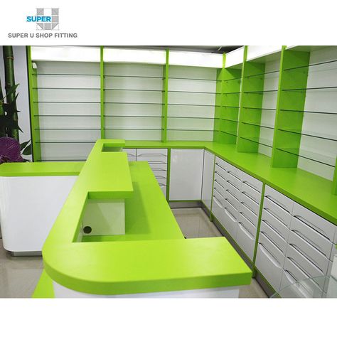 Showcase Design For Shop, L Type Counter Design Shop, Medicine Shop Interior Design, Mobile Shop Counter Design Modern, Pharmacy Counter Design Retail, Counter For Shop Retail, Medical Counter Design, Medical Store Counter Design, Shop Counter Design Modern