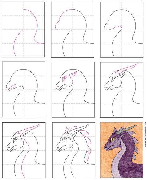 How to Draw a Dragon Head · Art Projects for Kids Dragon Directed Drawing, Dragon Painting Acrylic Easy Step By Step, How To Draw A Dragon Step By Step Easy, How To Draw A Dragon Head, Draw Dragon Easy, How To Draw A Dragon Easy, How To Draw A Dragon Step By Step, How To Draw Dragon, Dragon Painting Easy