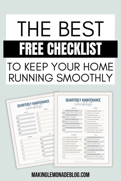 Stay organized and on top of your home maintenance game all year long with a free printable seasonal home maintenance checklist, along with tips to keep your home in shape all year long. Download now for a stress-free approach to maintaining your home sweet home! #Printables #HomeCareTips #DIY Organisation, Home Maintenance Checklist Printables Free, Home Maintenance Schedule Printables, Seasonal Home Maintenance Checklist, Annual Home Maintenance Checklist, House Keeper Checklist, Yearly House Maintenance Checklist, Monthly Home Maintenance Checklist, House Maintenance Schedule