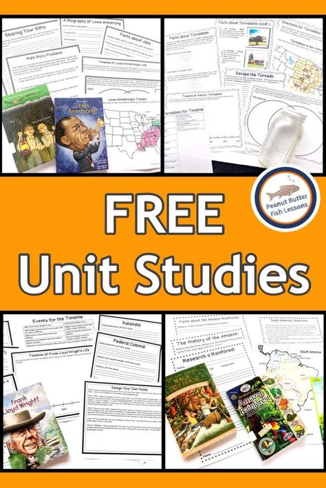 Check out our list of free unit studies.  They are based upon fiction and non-fiction books and give children a fun way to read and learn.  #peanutbutterfishlessons #freeprintables #unitstudies #elementaryschool #homeschool Literature Unit Studies, Butter Fish, Science Unit Studies, Unit Studies Homeschool, Homeschool Middle School, Magic Tree House, Free Homeschool Curriculum, Social Studies Unit, Homeschool Social Studies