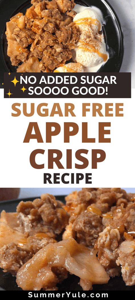 Let's talk about how to make sugar free apple crisp with Swerve (a 1:1 sugar substitute)! This healthier apple crisp is a good option if you're looking for a lower calorie and lower carb fruit dessert. My family all loved this lighter version of classic apple crisp... unfortunately, this sugar free dessert did not love me. ☹ Read on to learn why! Apple Recipes Sugar Free, Sugar Free Apple Recipes, Apple Recipes No Sugar, Apple Crisp Recipe With Oats, Sugar Free Apple Crisp, Recipe With Oats, Gluten Free Apple Recipes, Apple Crisp Without Oats, Apple Crisp Recipe Healthy