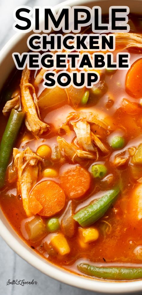 Best Chicken Vegetable Soup Recipe, Chicken Vegetable Soup Recipes Homemade, Homemade Chicken Vegetable Soup, Chicken And Veg Soup, Chicken Veggie Soup, Chicken Vegetable Soup Recipes, Chicken Vegetable Soup, Easy Chicken Soup, Easy Vegetable Soup