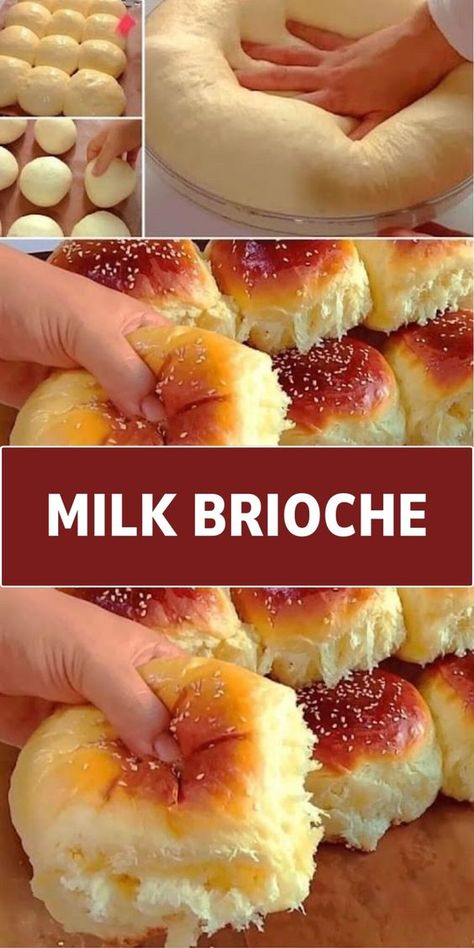 MILK BRIOCHE Sweet Bread Recipes Homemade, Bread Machine Brioche, Brioche Buns Recipe, Milk Brioche, Homemade Brioche, Brioche Rolls, Homemade Bread Recipes Easy, Biscuit Rolls, Brioche Bread