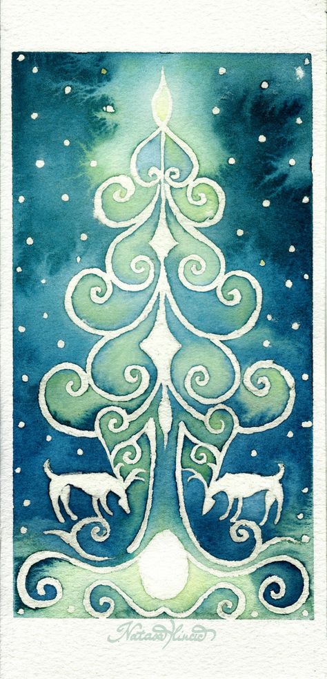 Yule tree by UnripeHamadryad Yule Cards, Pagan Inspiration, Winter Solstice Celebration, Yule Tree, Pagan Yule, Birthday Painting, Art Time, Drawing Prompt, Craft Show Ideas