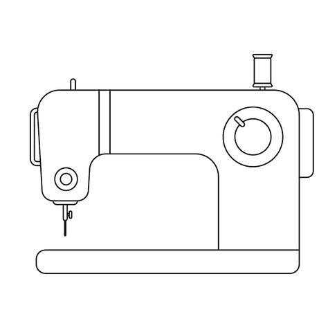 Sewing machine outline illustration on w... | Premium Vector #Freepik #vector #stich #costura #stitching #sewing-machine Drawing Sewing Machine, Sewing Machine Outline, Sewing Machine Drawing Art, Sewing Doodles, Sewing Machine Illustration, Sewing Machine Drawing, Machine Drawing, Sewing Machine Needle, Outline Illustration