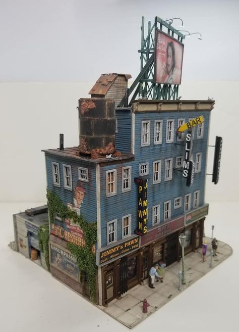 Ho Scale Buildings, Cinder Block Walls, Scale Model Building, Apartment View, Building Concept, 3d Building, Metal Detail, Model Train Layouts, Building Structure