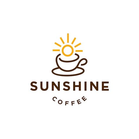 Minimal coffee or tea morning sunshine l... | Premium Vector #Freepik #vector #coffee-logo #coffee-badge #cafe-logo #cup-logo Sun Coffee Logo, Hipster Icons, Minimal Coffee, Tea Morning, Egg Logo, Round Logo Design, Cart Logo, Sunrise Coffee, Morning Coffee Cups