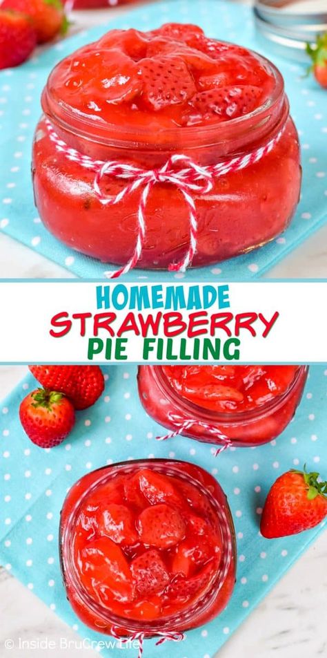 Homemade Strawberry Pie Filling, Homemade Strawberry Pie, Strawberry Cake Filling, Fruit Pie Filling, Strawberry Pie Filling, Pie Filling Recipes, Pastry Pie, Fruit Filling, Strawberry Filling