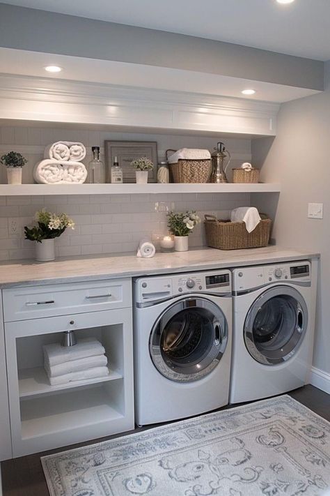 Interior Design Laundry, Laundry Room Ideas Organization, Upstairs Laundry Room, Modern Laundry Room, House Laundry Room, Basement Laundry Room, Dream Laundry Room, Laundry Room Layouts, Laundry Room Renovation