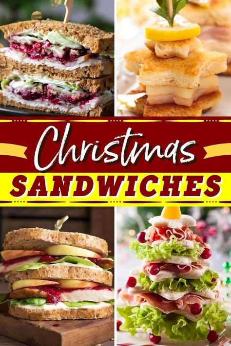 Winter Tea Party Sandwiches, Winter Tea Sandwiches, Christmas Ham Sandwiches, Christmas Mini Sandwiches, Christmas Lunch Ideas Australian, Sandwiches For Christmas Party, Soup And Sandwich Christmas Party, Christmas Sandwiches Buffet, Christmas Finger Sandwiches