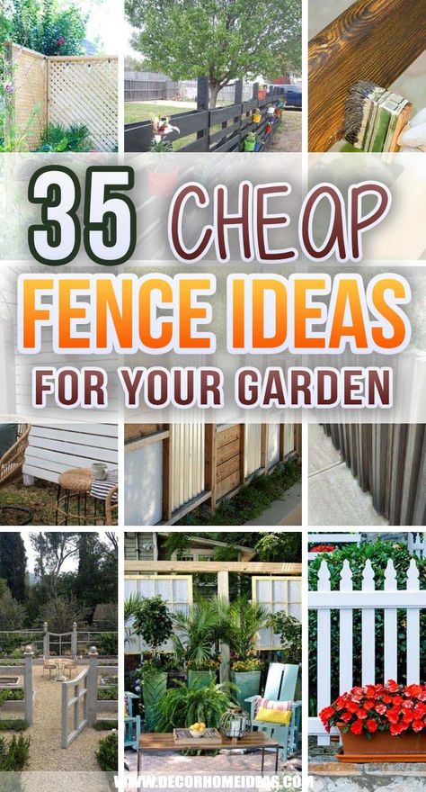 Diy Fence Ideas Cheap, Cheap Fence Ideas, Fences Alternative, Cheap Garden Fencing, Small Garden Fence, Diy Backyard Fence, Patio Decorating Ideas Apartment, Diy Privacy Fence, Easy Fence