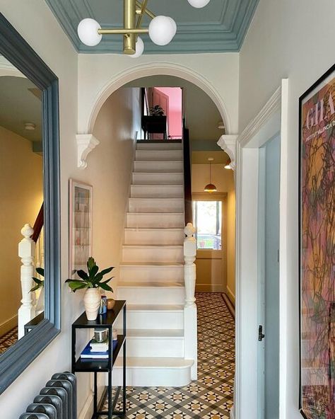 Stairs 1930s House, 1930s Uk House Interior, Hallway 1930s House, Small Victorian Hallway Ideas, Traditional Terraced House Interior, 1930s Home Exterior, 1908 House Interiors, 1930 Exterior House, 1930s Semi Interior