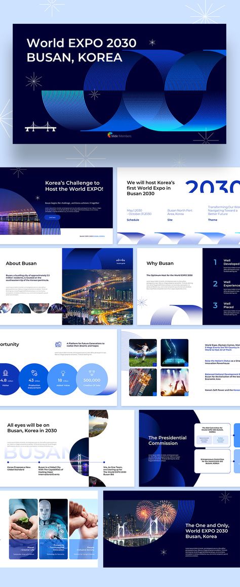 Pitch Deck Design Templates. #SlideMembers #World #EXPO #2030 #Busan #Korea #Global #MegaEvents #Exhibition #City #International #Begins #Future #Innovation #Powerhouse #KoreanWave #Wave #Modern #Simple #Portfolio #Investor #Professional #Background #Layout #Slide #Design #Multipurpose #Proposal #BestPPT #PPT #PPTdesign #freepresentation #Presentation #Templates #PowerPoint #Investordeck #PPTdeck #freePPT Pitch Deck Startups, Pitch Deck Design, 보고서 디자인, Pitch Presentation, Busan Korea, Deck Layout, Presentation Slides Design, Adobe Photoshop Design, Powerpoint Slide Designs