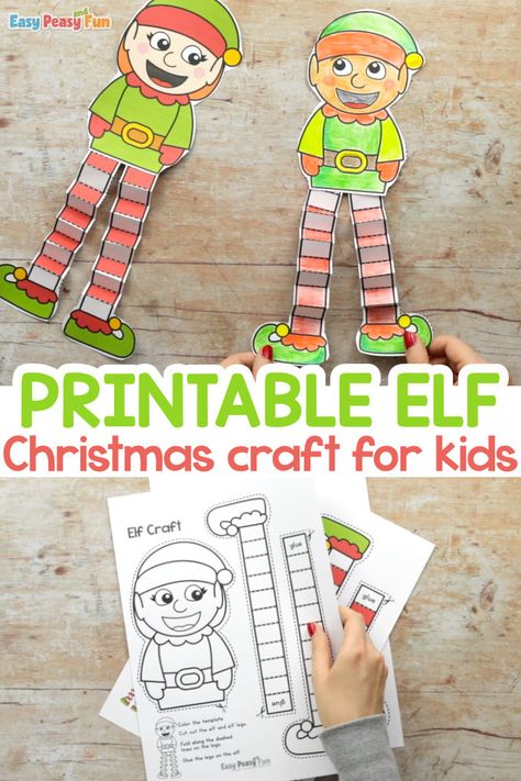 Printable Elf Christmas Craft - Easy Peasy and Fun Christmas Crafts School Classroom, Christmas Craft Ideas For Kindergarten, Build An Elf Printable, Elf Crafts For Kids Printables, Elf Day Activities Kindergarten, Elf Application Free Printable, Easy Elf Crafts For Kids, Paper Elf Craft, Fun Christmas Activities For School