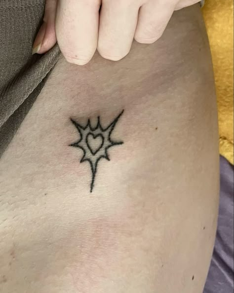 handpoke tattoo by beginner tattoo artist (me) Stick And Poke Grunge Tattoo, Patchwork Tattoo Stick And Poke, Stick And Poke Fairy Tattoo, Hippy Stick And Poke, Stick And Poke Heart Tattoo, Alt Stick And Poke Tattoo, Spiderweb Stick And Poke, Simple Handpoke Tattoo, Goth Stick N Poke