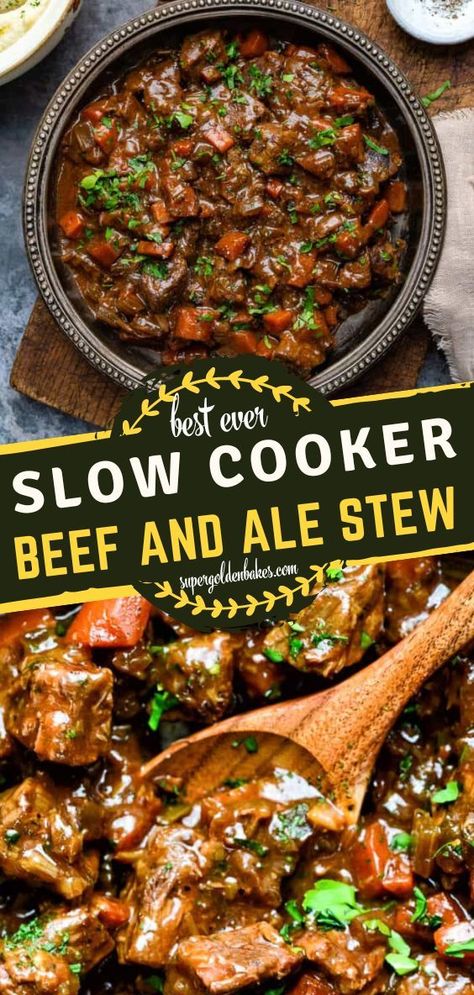 Braised Beef Slow Cooker, Beef Casserole Slow Cooker, Beef And Ale Stew, Beef Stew Meat Recipes, Slow Cooker Recipes Beef Stew, Beef And Vegetables, Slow Cooker Steak, Steak And Ale, Steak Dishes