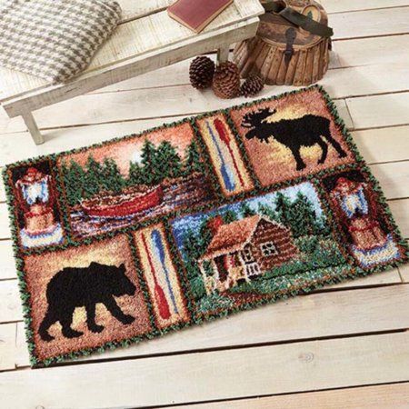 Craftways Cabin Fever Latch Hook Kit - Walmart.com Rug Binding, Hook Rugs, Grid Design Pattern, Latch Hook Rug, Latch Hook Rug Kits, Hook Rug, Latch Hook Rugs, Needlework Crafts, Vinyl Storage