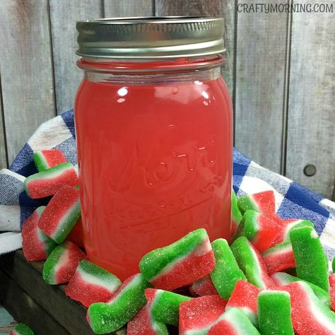 Ingredients: 1 cups Sugar 4 cups Water 2 cups Everclear 1/ cup watermelon syrup 1 cup of sour watermelon candy Directions:  Pour two cups of water into a large saucepan. Heat up the water on high and add the sugar. Stir until completely dissolved. Remove the sugar mix from the heat and allow it to … Cherry Pie Moonshine Recipe, Watermelon Moonshine Recipe, Lemonade Moonshine Recipe, Flavored Moonshine Recipes, Liquor Ideas, Christmas Liquor, Watermelon Moonshine, Homemade Moonshine, Watermelon Syrup