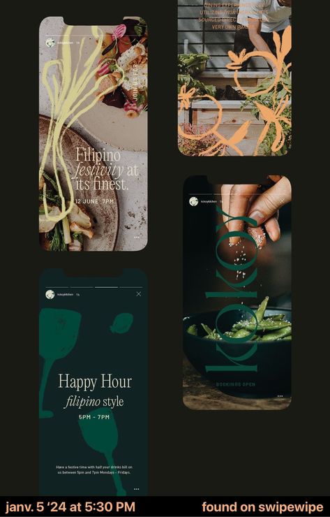 Fine Dining Social Media Design, Restaurant Branding Social Media, Hospitality Social Media Posts, Restaurant Feed Design, Organic Social Media Design, Best Social Media Design, Restaurant Social Media Posts, Luxury Restaurant Social Media, Restaurant Social Media Post Design