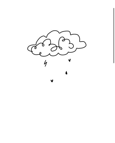 Rainy Clouds Tattoo, Rain Tatoos Ideas, Simple Storm Cloud Tattoo, Cloud Sketch Simple, Raincloud Tattoo Simple, Cloud Line Tattoo, Rain Inspired Tattoos, Cloud And Thunder Tattoo, Rainstorm Tattoo