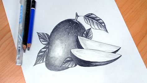 How to draw mango step by step/Fruit Drawing Series#1 Mango Sketch Pencil, Mango Sketch, Mango Drawing, Bus Drawing, Fruit Drawing, Drawing Series, Fruits Drawing, Sketches Pencil, Mango Fruit