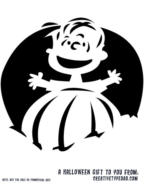 Linus/the Great Pumpkin Stencil, Ok, I just used this stencil to carve a funkin (pin coming soon) and it comes out really well.  The one tip I would give though, Hot Craft knife or else you are going to break the detail work. Pumpkin Carving Stencils Free Printable, Free Pumpkin Carving Stencils Printable, Pumpkin Carving Templates Printable Free, Pumpkin Carving Ideas Disney, Pumpkin Carving Ideas Stencils, Free Printable Pumpkin Carving Stencils, Charlie Brown Pumpkin, Printable Pumpkin Carving Stencils, Free Pumpkin Carving Stencils