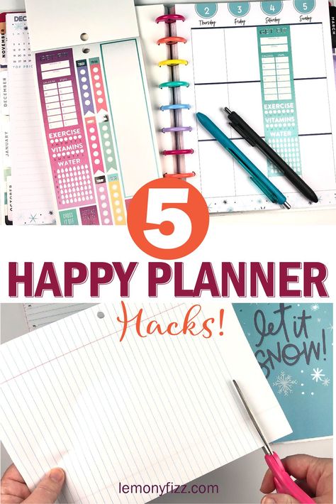 The Happy Planner is one of the easiest to modify. Use these Happy Planner hacks to create a planner tha you will LOVE to use! Fitness Planner Ideas Layout, The Happy Planner Ideas Layout, Happy Planner Budget Ideas, Happy Planner Setup Ideas, Happy Planner Budget Layout, Build Your Own Planner, Happy Planner Daily Layout, Happy Planner Fitness Layout Ideas, Happy Planner Teacher Layout Ideas