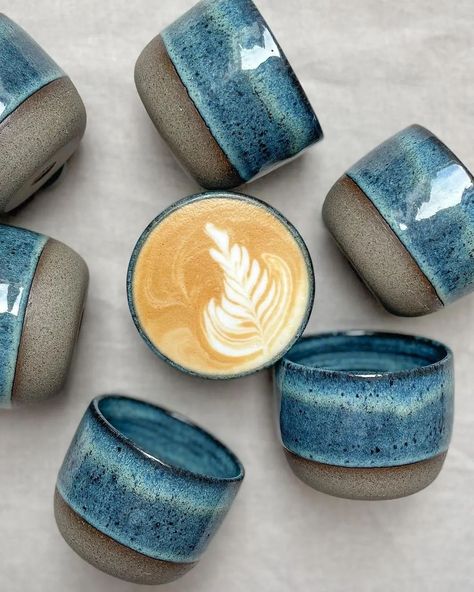 Blue coffee ceramic cups by @marsei_ceramics | Instagram Espresso Cups Ceramic, Ceramics Mugs, Ceramics Pottery Mugs, Painted Ceramic Plates, Coffee Ceramic, Pottery Painting Designs, Blue Coffee, Cappuccino Cups, Pottery Crafts